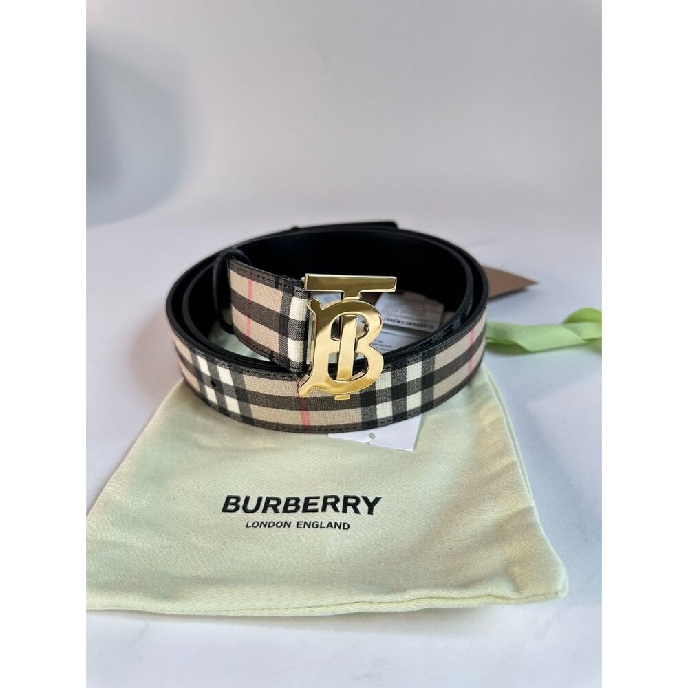 Burberry Unisex TB Check Belt Archive Beige S - Picture 10 of 12